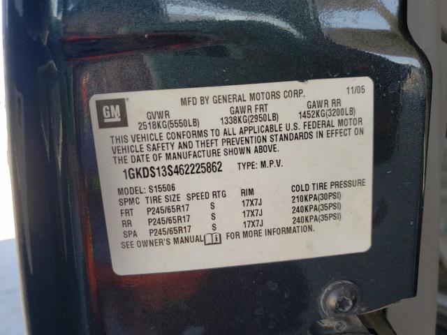 Photo 10 from auction – 2006 GMC ENVOY with VIN 1GKDS13S462225862