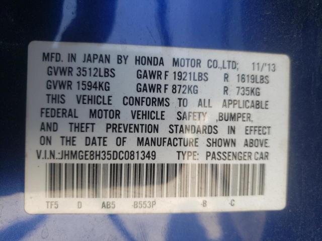 Photo 10 from auction – 2013 HONDA FIT with VIN JHMGE8H35DC081349
