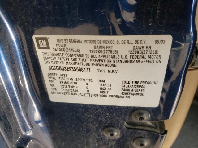 Photo 10 from auction – 2003 BUICK RENDEZVOUS with VIN 3G5DB03E93S608171