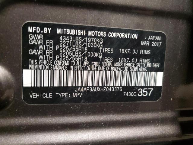 Photo 10 from auction – 2017 MITSUBISHI OUTLANDER with VIN JA4AP3AUXHZ043376