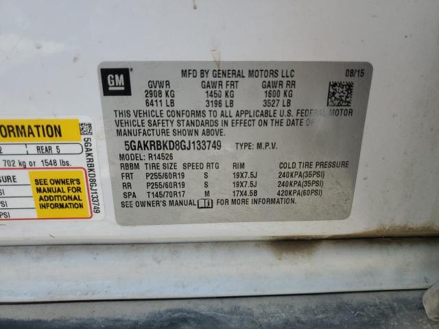 Photo 10 from auction – 2016 BUICK ENCLAVE with VIN 5GAKRBKD8GJ133749