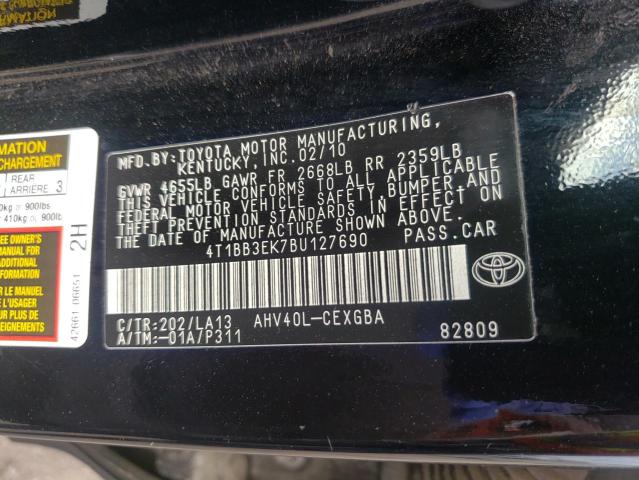 Photo 10 from auction – 2011 TOYOTA CAMRY HYBR with VIN 4T1BB3EK7BU127690