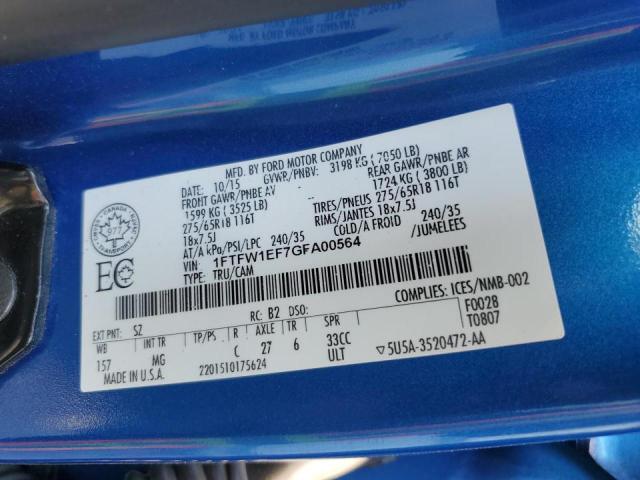 Photo 10 from auction – 2016 FORD F150 SUPER with VIN 1FTFW1EF7GFA00564