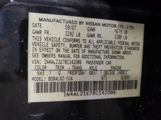 Photo 10 from auction – 2008 NISSAN ALTIMA 2.5 with VIN 1N4AL21E78C142086