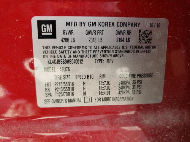 Photo 10 from auction – 2017 BUICK ENCORE PRE with VIN KL4CJBSB9HB040012