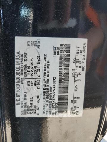 Photo 10 from auction – 2002 FORD F150 with VIN 1FTRX17272NA48892