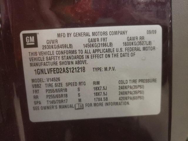 Photo 10 from auction – 2010 CHEVROLET TRAVERSE L with VIN 1GNLVFED2AS121218