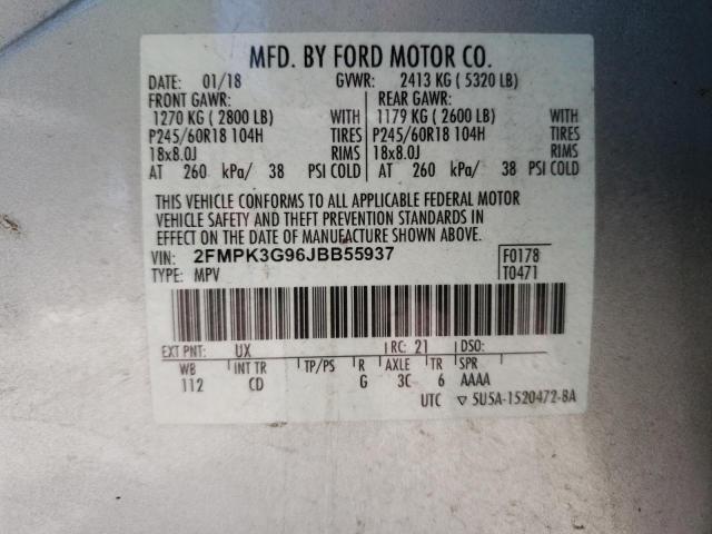 Photo 10 from auction – 2018 FORD EDGE SE with VIN 2FMPK3G96JBB55937
