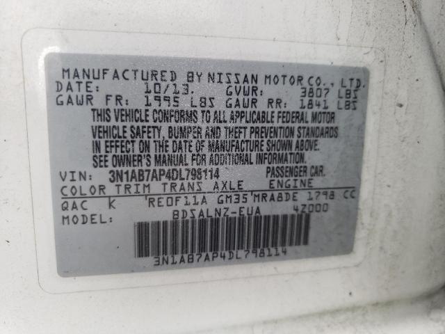 Photo 10 from auction – 2013 NISSAN SENTRA S with VIN 3N1AB7AP4DL798114