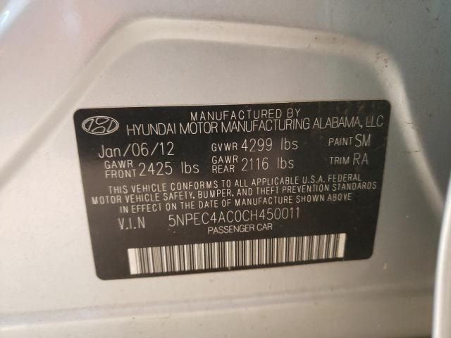 Photo 10 from auction – 2012 HYUNDAI SONATA SE with VIN 5NPEC4AC0CH450011