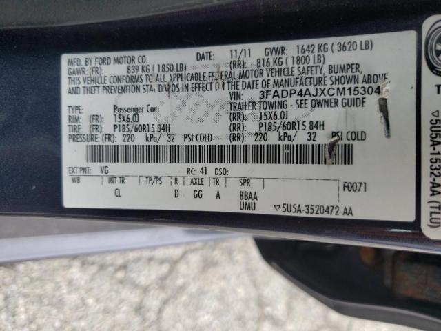 Photo 10 from auction – 2012 FORD FIESTA S with VIN 3FADP4AJXCM153049