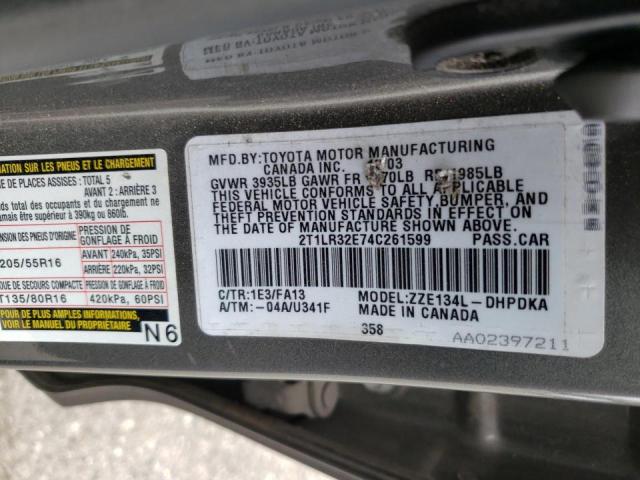 Photo 10 from auction – 2004 TOYOTA COROLLA MA with VIN 2T1LR32E74C261599