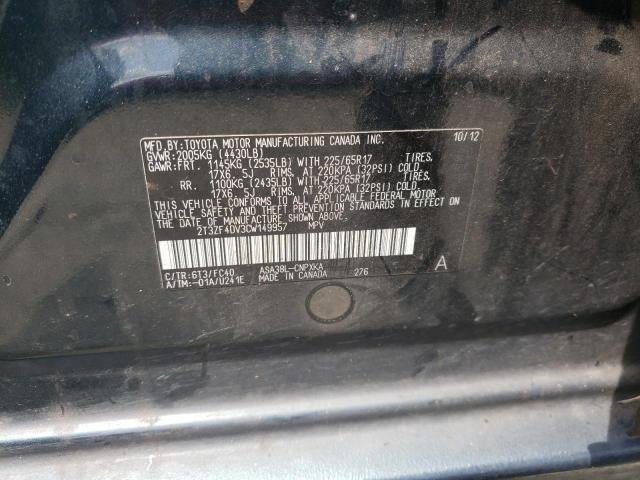 Photo 10 from auction – 2012 TOYOTA RAV4 with VIN 2T3ZF4DV3CW149957