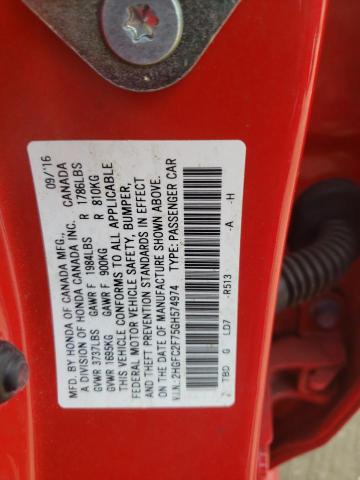 Photo 10 from auction – 2016 HONDA CIVIC EX with VIN 2HGFC2F75GH574974