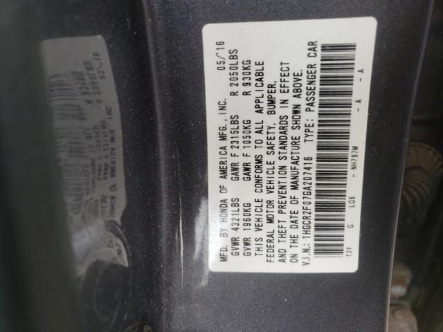 Photo 10 from auction – 2016 HONDA ACCORD EX with VIN 1HGCR2F07GA207416