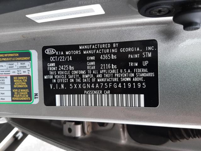 Zdjęcie 10 z aukcji – 2015 KIA OPTIMA EX z VIN 5XXGN4A75FG419195