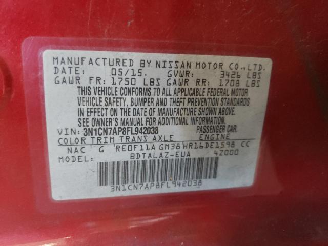 Photo 10 from auction – 2015 NISSAN VERSA S with VIN 3N1CN7AP8FL942038