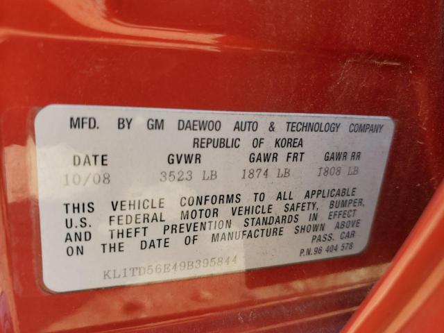 Photo 10 from auction – 2009 CHEVROLET AVEO with VIN KL1TD56E49B395844