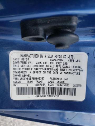Photo 10 from auction – 2008 INFINITI G37 BASE with VIN JNKCV64E78M105337
