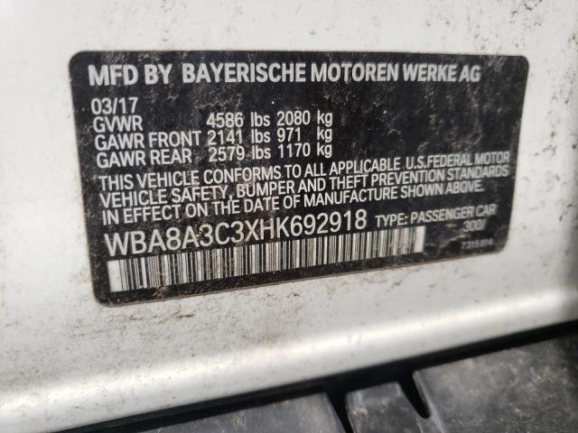 Photo 10 from auction – 2017 BMW 320 XI with VIN WBA8A3C3XHK692918
