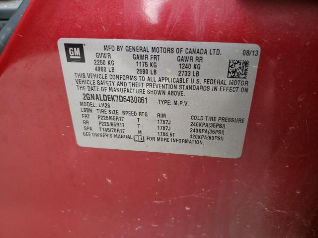 Photo 10 from auction – 2013 CHEVROLET EQUINOX LT with VIN 2GNALDEK7D6430061
