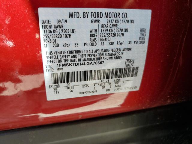 Photo 10 from auction – 2020 FORD EXPLORER X with VIN 1FMSK7DH4LGA70667