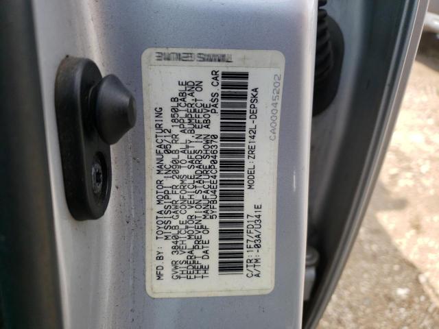 Photo 10 from auction – 2012 TOYOTA COROLLA BA with VIN 5YFBU4EE4CP046370