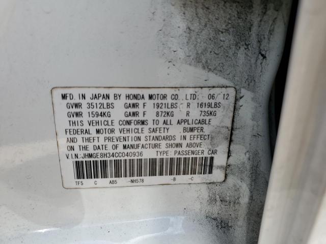 Photo 10 from auction – 2012 HONDA FIT with VIN JHMGE8H34CC040936