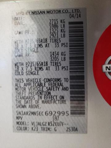 Photo 10 from auction – 2014 NISSAN PATHFINDER with VIN 5N1AR2MN5EC692995