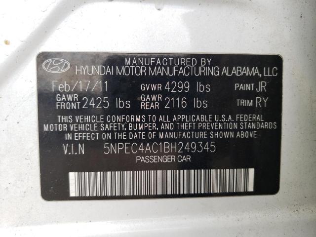 Photo 10 from auction – 2011 HYUNDAI SONATA SE with VIN 5NPEC4AC1BH249345