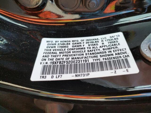 Photo 10 from auction – 2013 HONDA CIVIC LX with VIN 19XFB2F52DE231191