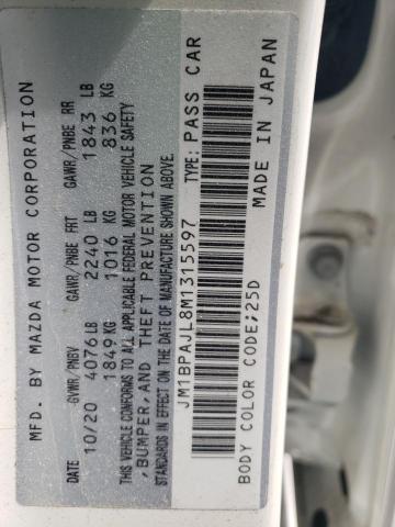 Photo 10 from auction – 2021 MAZDA 3 with VIN JM1BPAJL8M1315597