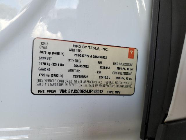 Photo 10 from auction – 2018 TESLA MODEL X with VIN 5YJXCDE24JF143012