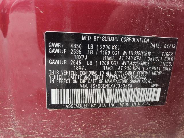 Photo 10 from auction – 2018 SUBARU OUTBACK 3. with VIN 4S4BSENCXJ3353568