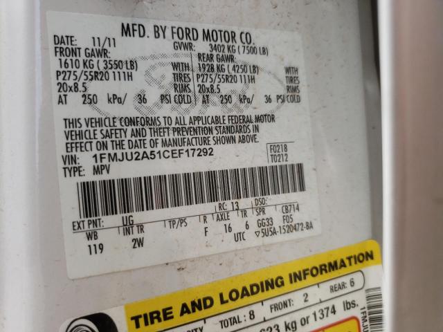 Photo 10 from auction – 2012 FORD EXPEDITION with VIN 1FMJU2A51CEF17292