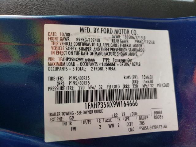Photo 10 from auction – 2009 FORD FOCUS SE with VIN 1FAHP35NX9W164666