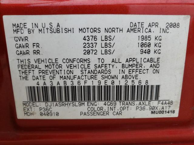 Photo 10 from auction – 2009 MITSUBISHI GALANT ES with VIN 4A3AB36F19E012568
