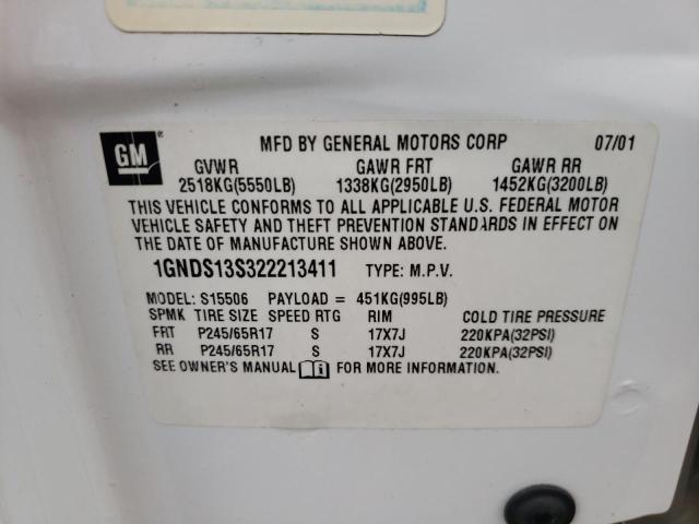 Photo 10 from auction – 2002 CHEVROLET TRAILBLAZE with VIN 1GNDS13S322213411