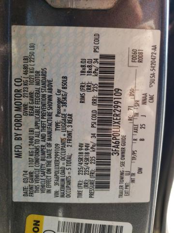 Photo 10 from auction – 2014 FORD FUSION SE with VIN 3FA6P0LUXER299109