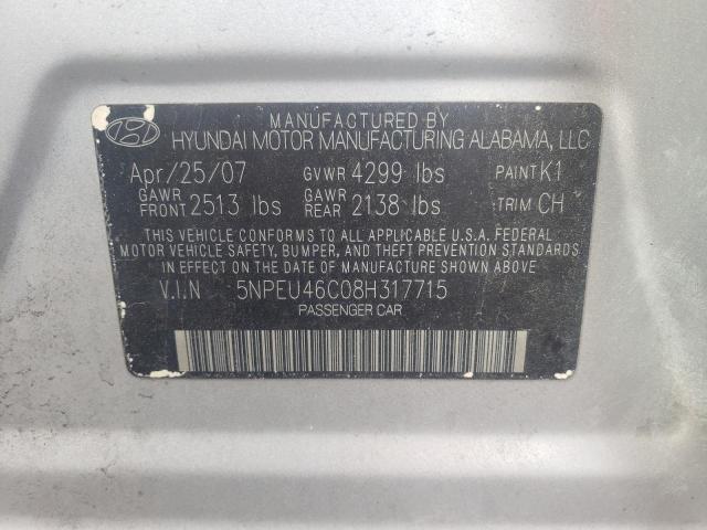 Photo 10 from auction – 2008 HYUNDAI SONATA SE with VIN 5NPEU46C08H317715