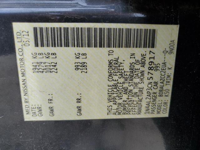 Photo 10 from auction – 2012 NISSAN ALTIMA BAS with VIN 1N4AL2AP3CN578917