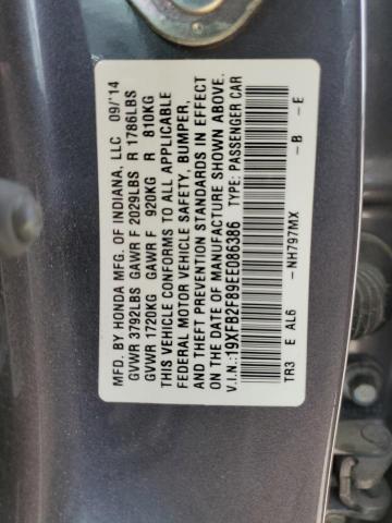 Photo 10 from auction – 2014 HONDA CIVIC EX with VIN 19XFB2F89EE086386