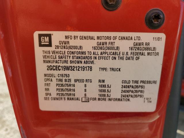 Photo 10 from auction – 2002 CHEVROLET SILVERADO with VIN 2GCEC19W321219178