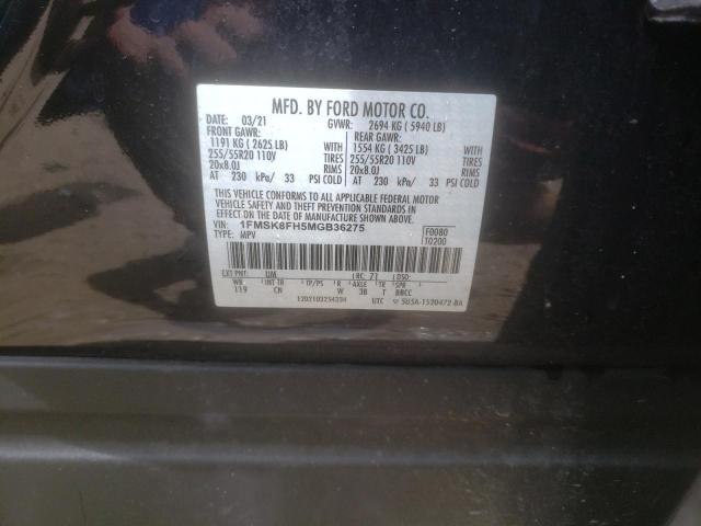 Photo 10 from auction – 2021 FORD EXPLORER L with VIN 1FMSK8FH5MGB36275