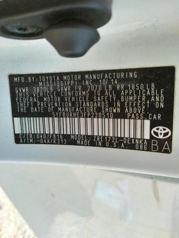 Photo 10 from auction – 2015 TOYOTA COROLLA L with VIN 5YFBURHE3FP220510
