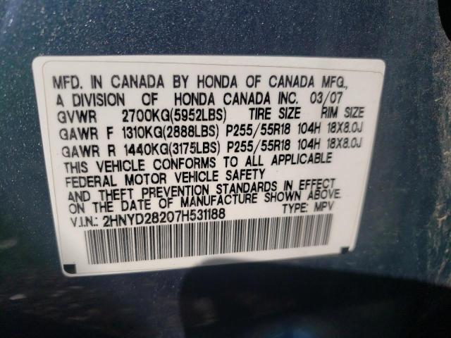 Photo 10 from auction – 2007 ACURA MDX with VIN 2HNYD28207H531188