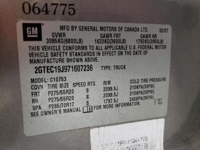 Photo 10 from auction – 2007 GMC NEW SIERRA with VIN 2GTEC19J971607236