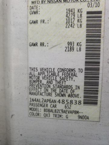 Photo 10 from auction – 2010 NISSAN ALTIMA BAS with VIN 1N4AL2AP6AN485838