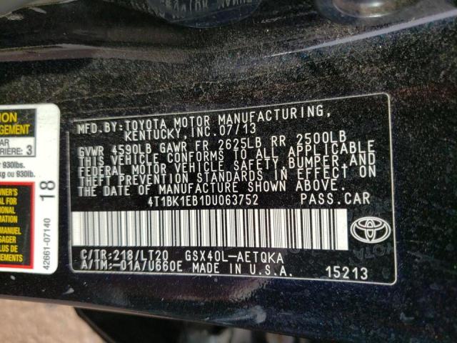 Photo 10 from auction – 2013 TOYOTA AVALON BAS with VIN 4T1BK1EB1DU063752