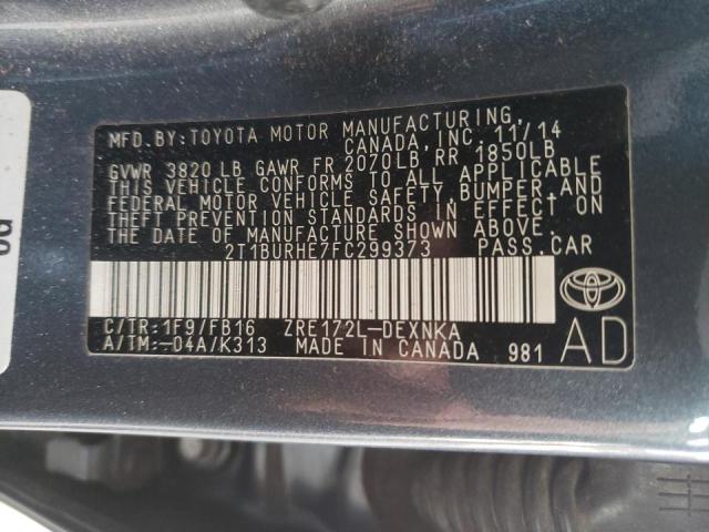 Photo 10 from auction – 2015 TOYOTA COROLLA L with VIN 2T1BURHE7FC299373